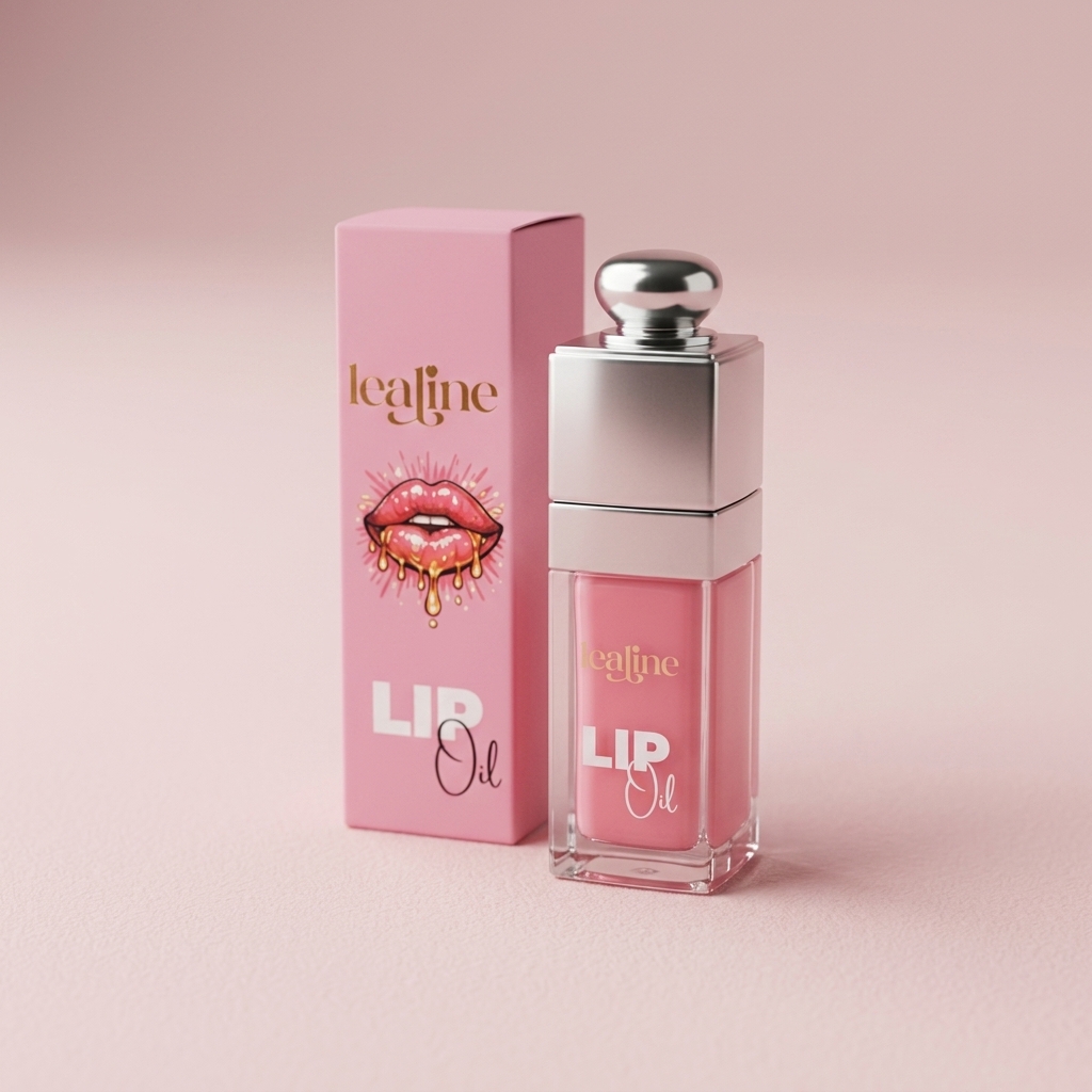 LeaLine lip oil bottle and pink box